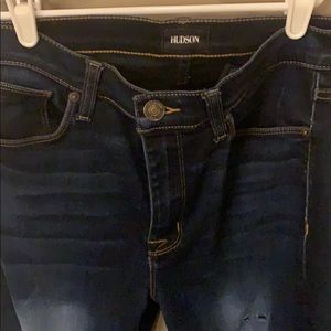 Hudson dark denim distressed skinny jeans